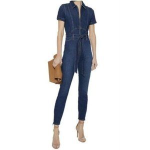 NWT ALICE + OLIVIA JEANS Gorgeous Jumpsuit Memory Lane Denim 25‎ $465 Zip Up
